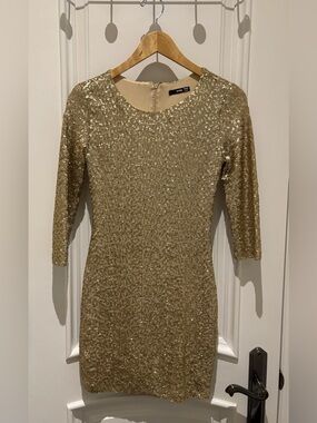 TFNC Gold Sequin Long Sleeve Bodycon Dress